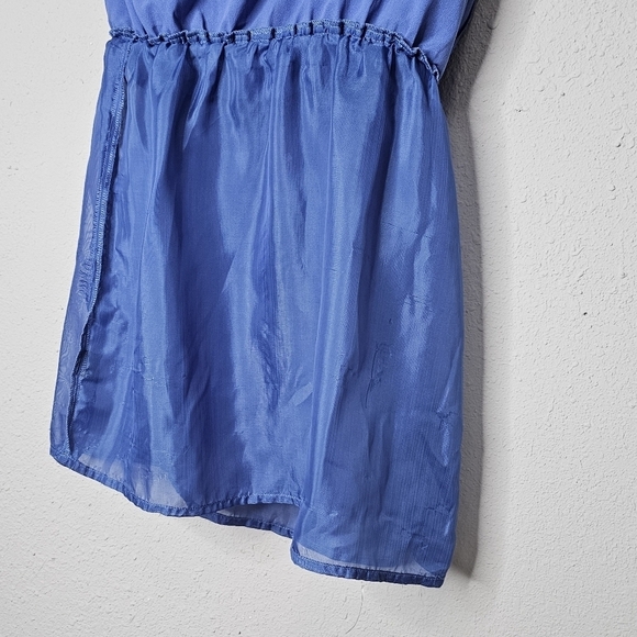 Hive & Honey Blue Mini Dress Adjustable Strap Embroidered Floral Size M Medium - Picture 9 of 12